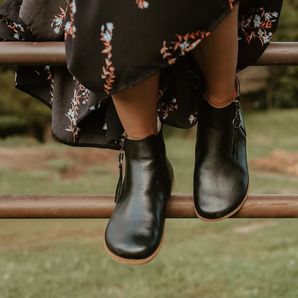 Designed By Anya Rosa Zipper Boot Black Smooth - Image 7